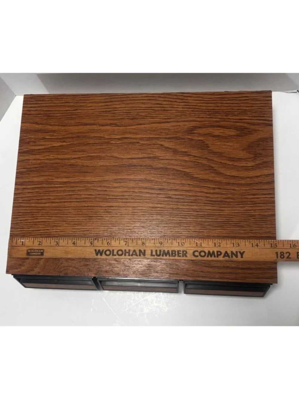 Vintage 80s Faux Wood Grain 42 Place Cassette Organizer With 3 Drawers